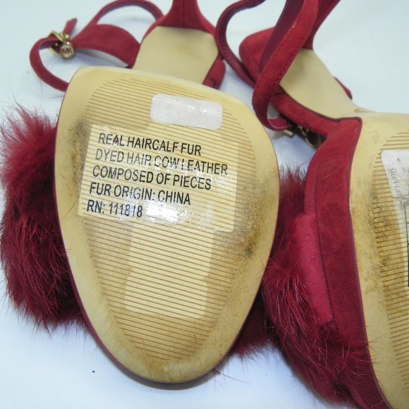 MICHEAL KORS CRANBERRY FUR HEELS! SZ 8 - Picture 5 of 6